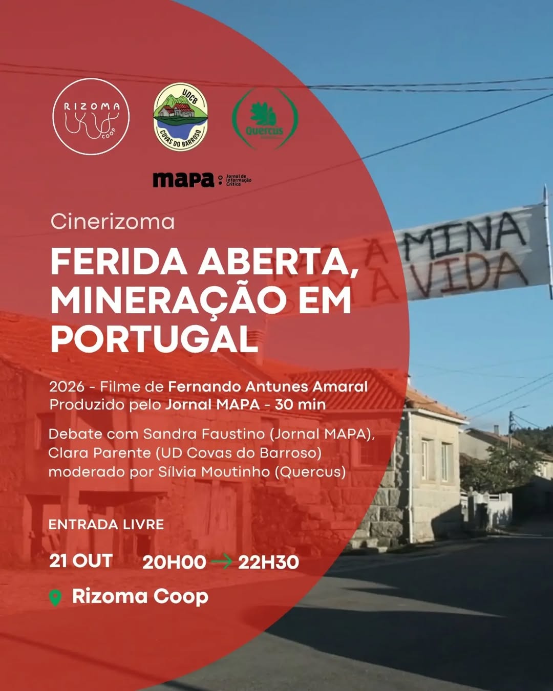 Exibição do documentário "Ferida Aberta, Mineração em Portugal" e debate