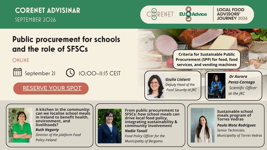 COREnet & EU4Advice Advisinar: Contratação Pública, Alimentação Escolar e Circuitos Curtos de Abastecimento